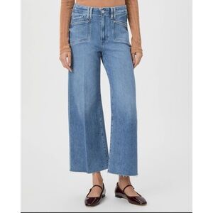 Paige Anessa Wide-Leg Jeans Sunnie Distressed Light Medium Blue 31 *flaw*